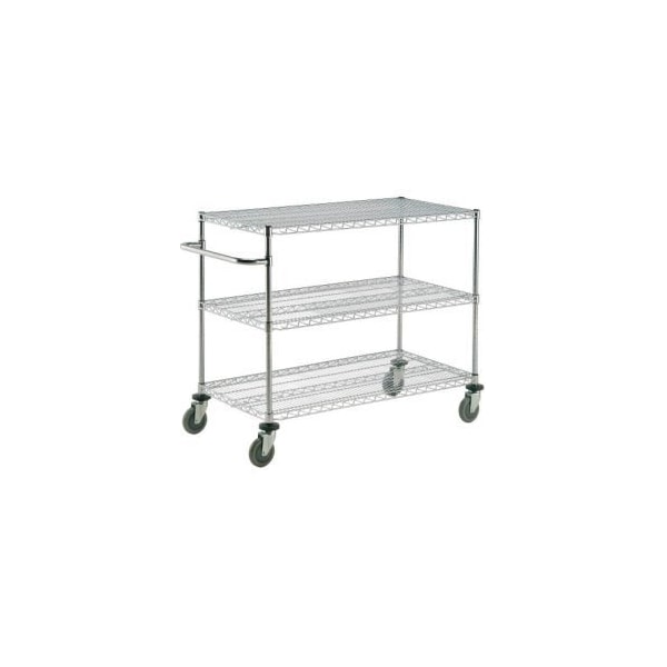 Global Equipment Nexel Chrome ESD Adjustable Shelf Cart, 3 Shelf, 24"L x 18"W x 40"H, Polyurethane Casters SC1824ESD3 - main
